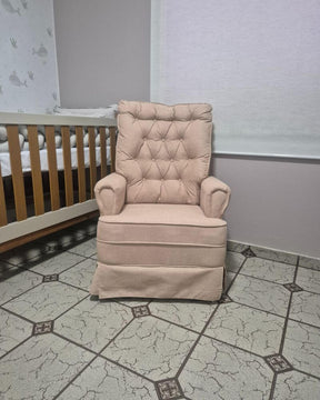 Poltrona Eloá com Puff e Balanço Boucle Nude Rose TB-627